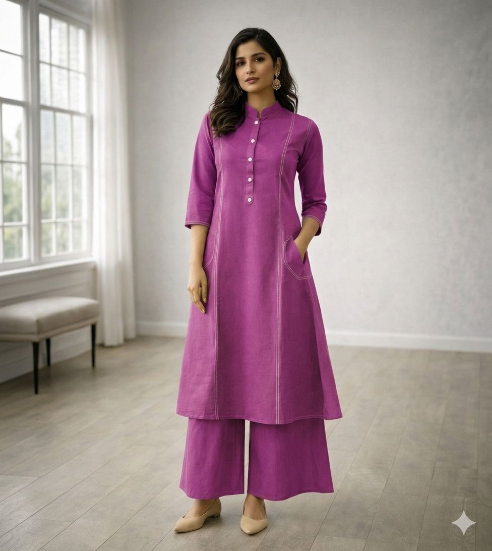 Naisha K 751 Pure Khadi Cotton A Line Kurti With Bottom Collection