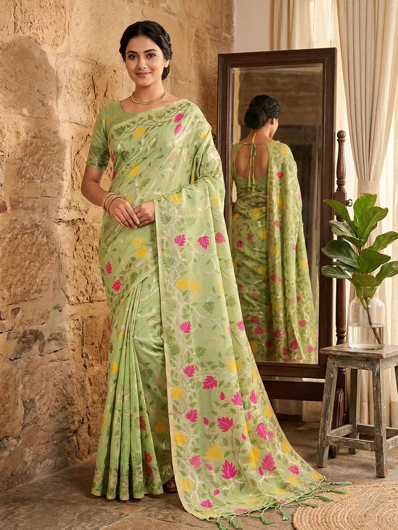Ast Lovely Lady Soft Linen Cotton Fancy Party Wear Saree Collection