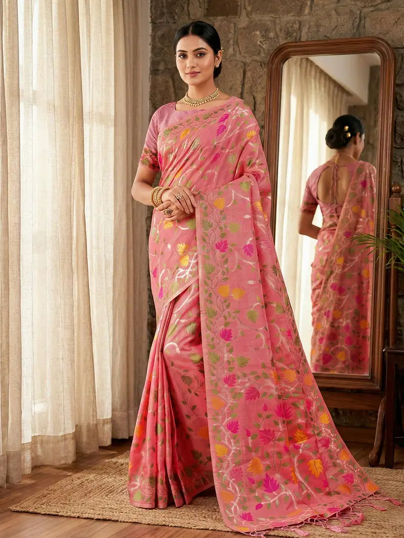 Ast Lovely Lady Soft Linen Cotton Fancy Party Wear Saree Collection