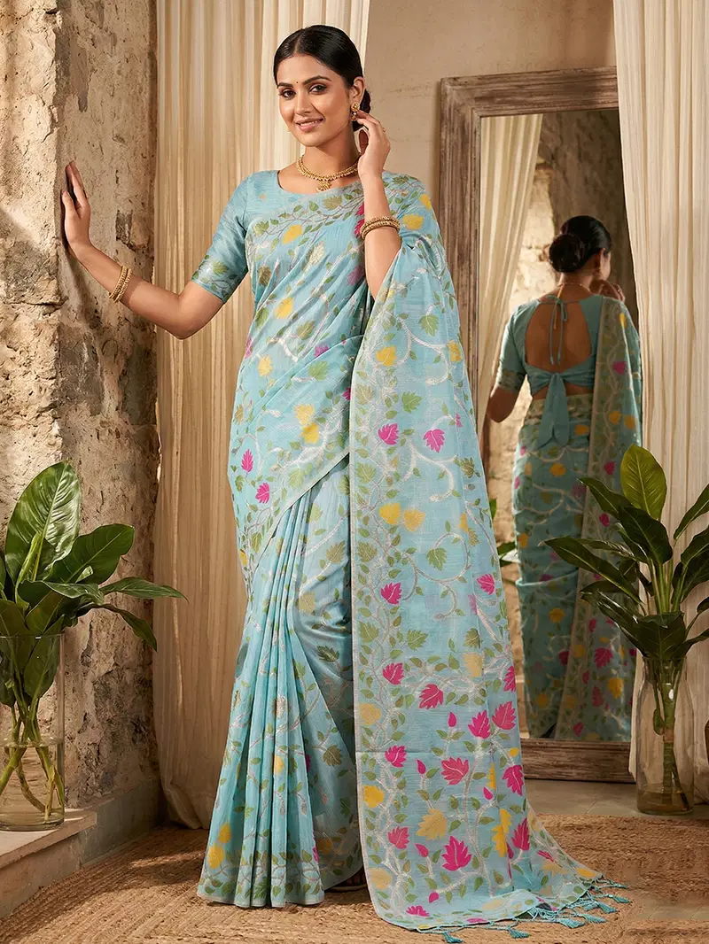 Ast Lovely Lady Soft Linen Cotton Fancy Party Wear Saree Collection