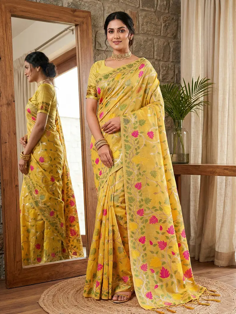 Ast Lovely Lady Soft Linen Cotton Fancy Party Wear Saree Collection