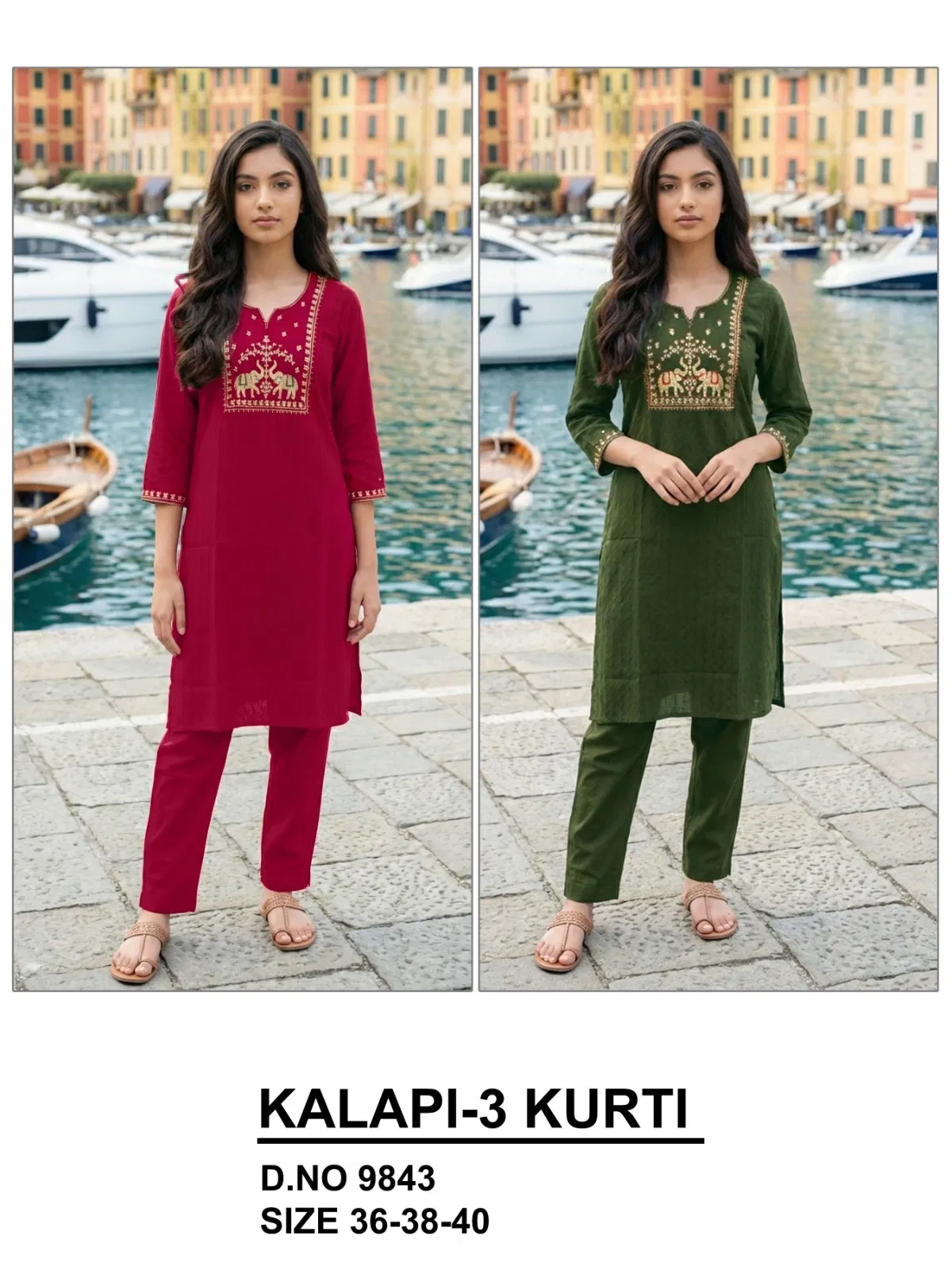 Kalapi 9843 And 9844 Roman Silk Kurti Collection
