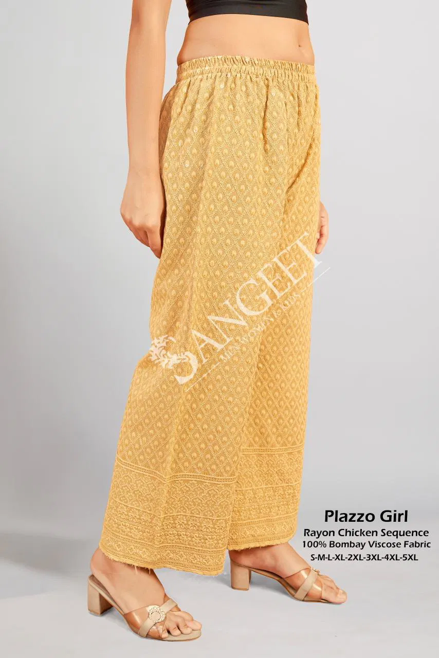Sangeet Plazzo Girl Rayon Chicken Sequence Plazzo Pant Collection