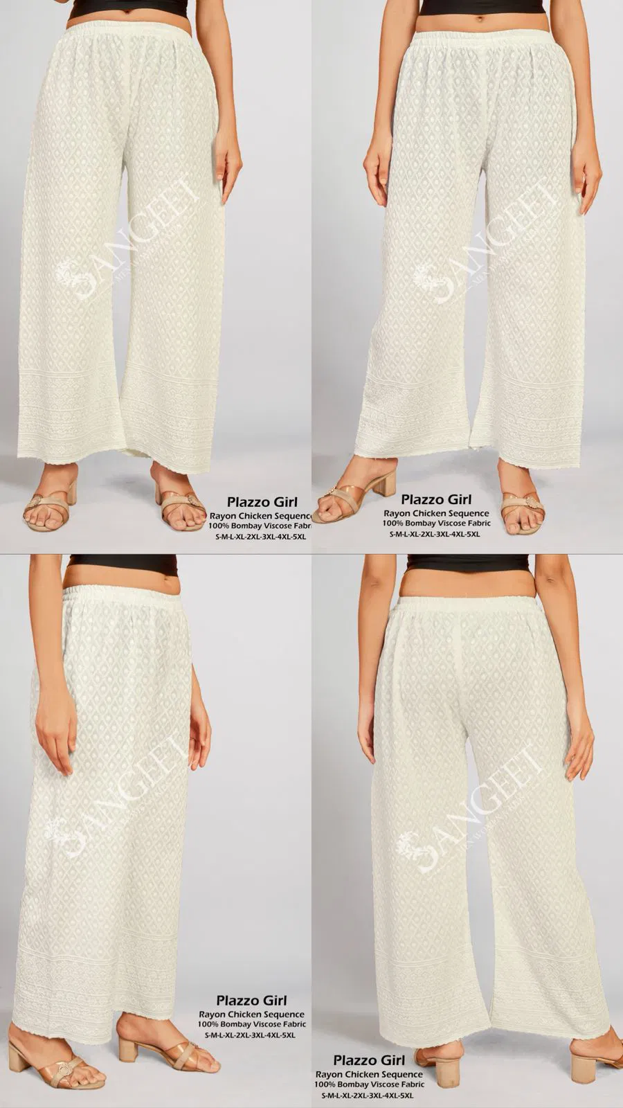 Sangeet Plazzo Girl Rayon Chicken Sequence Plazzo Pant Collection