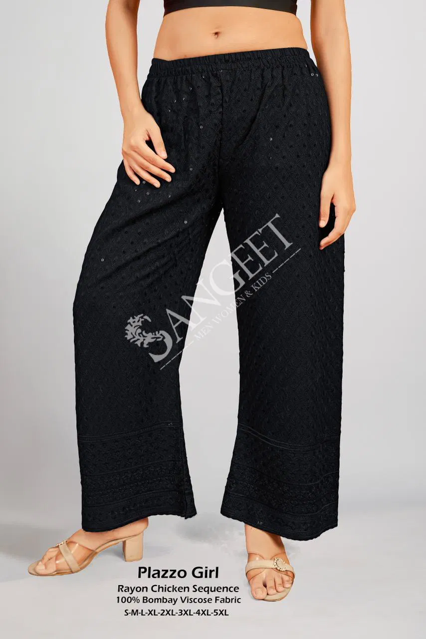 Sangeet Plazzo Girl Rayon Chicken Sequence Plazzo Pant Collection