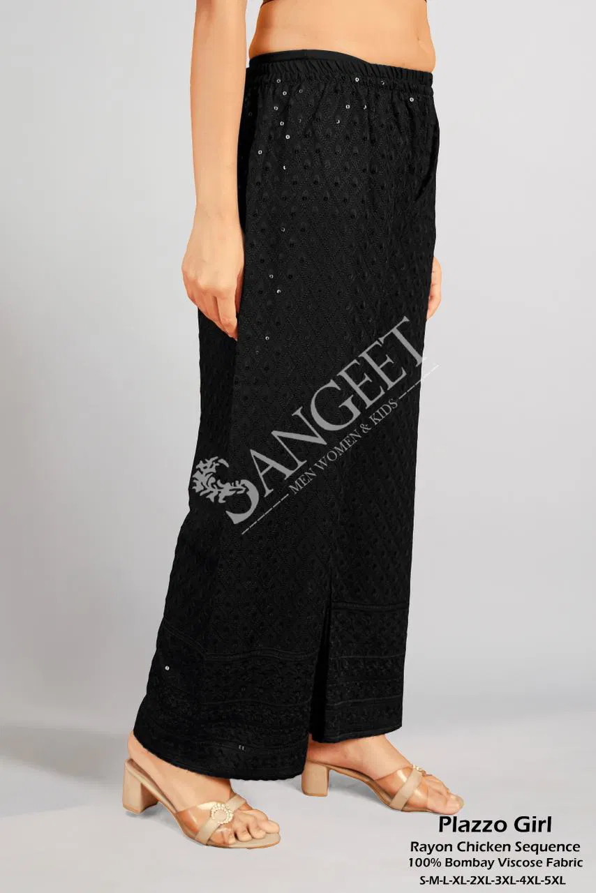 Sangeet Plazzo Girl Rayon Chicken Sequence Plazzo Pant Collection