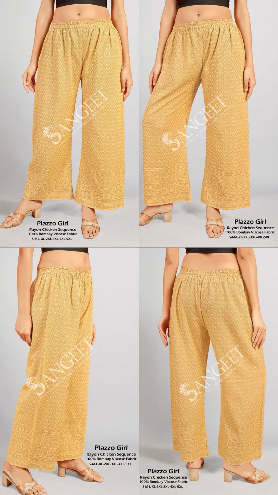 Sangeet Plazzo Girl Rayon Chicken Sequence Plazzo Pant Collection