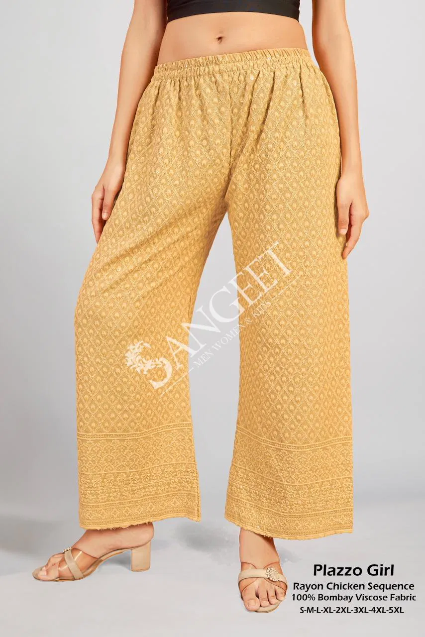 Sangeet Plazzo Girl Rayon Chicken Sequence Plazzo Pant Collection