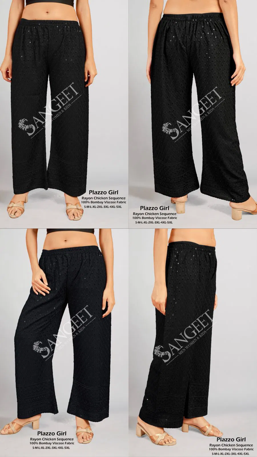 Sangeet Plazzo Girl Rayon Chicken Sequence Plazzo Pant Collection