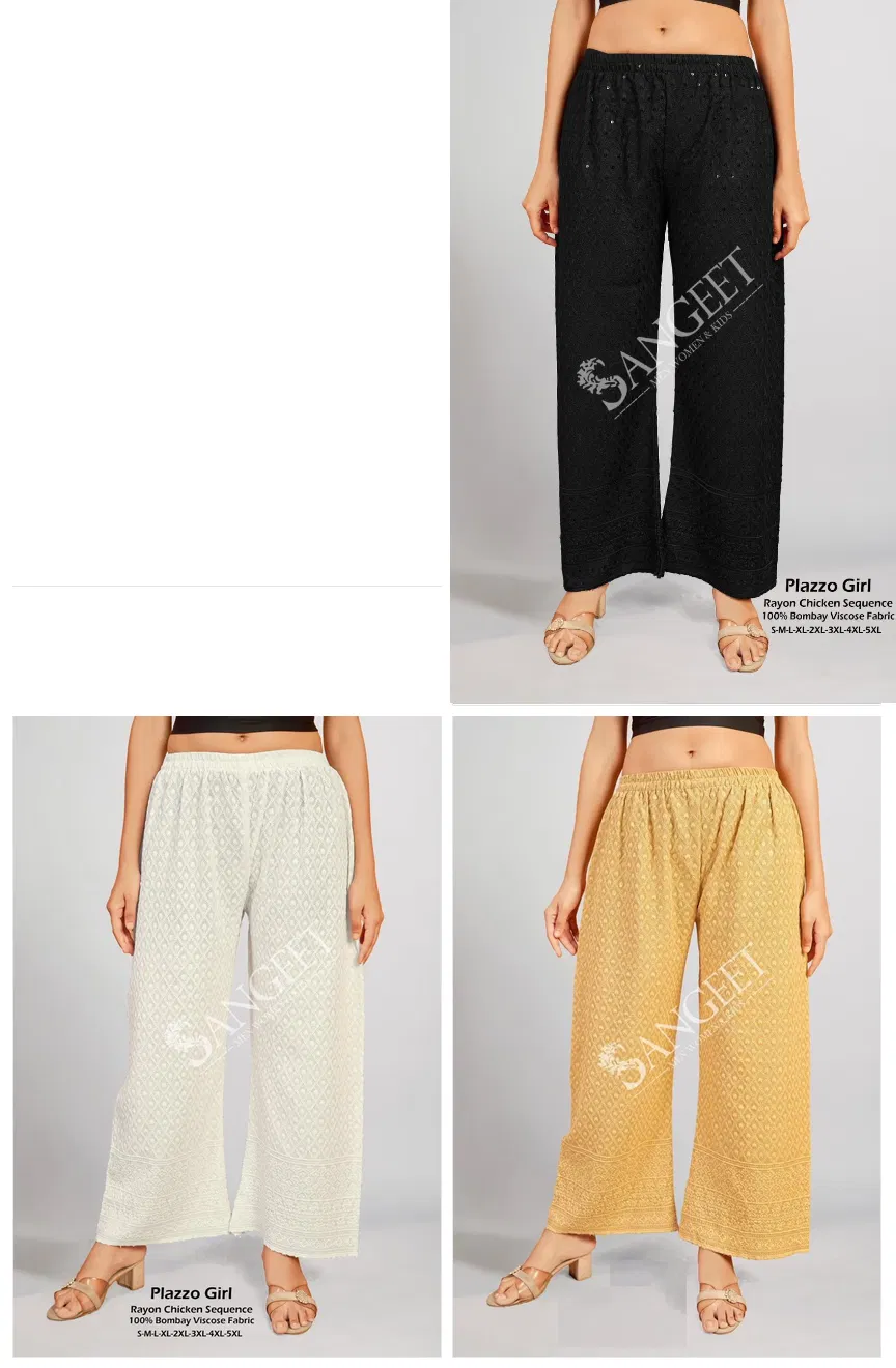 Sangeet Plazzo Girl Rayon Chicken Sequence Plazzo Pant Collection