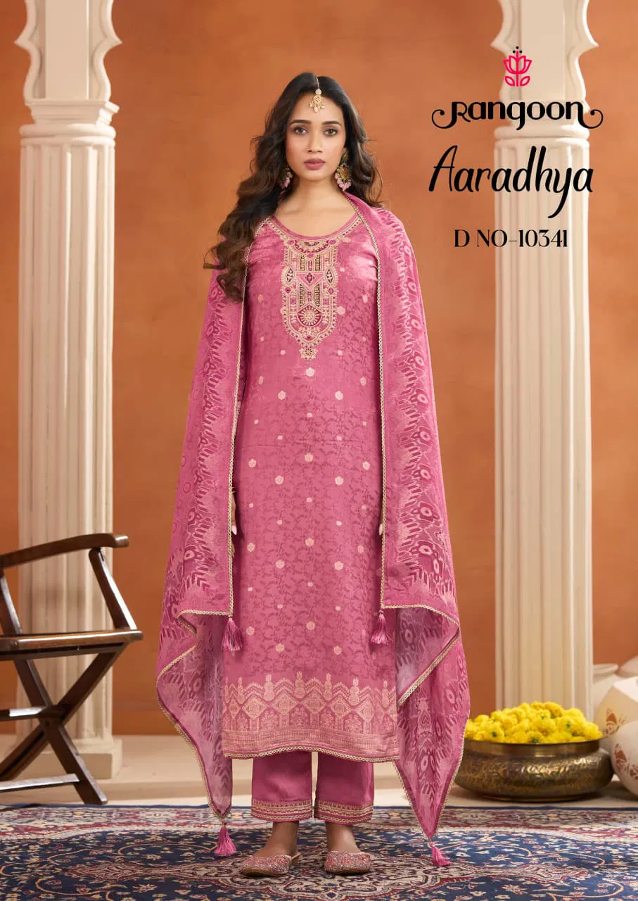 Rangoon Aaradhya D No 10341 To 10344 Muslin With Khatli Worked Kurti With Bottom Dupatta