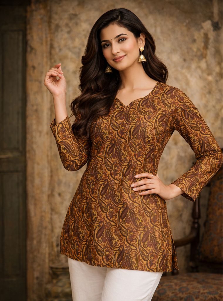 Aawiya RJ 20 Muslin Digital Printed Tunic Style Top