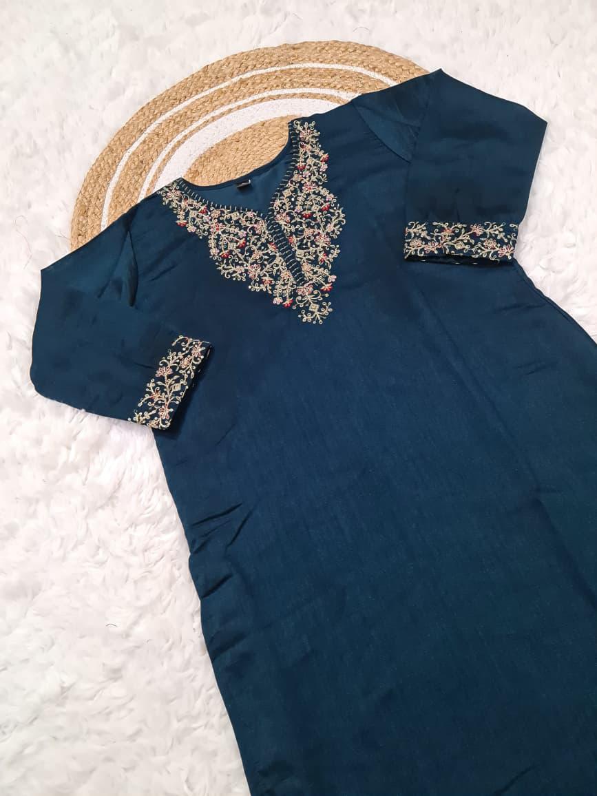 NCO 93 Vichitra Silk Sequins Coading Embroidery Kurti Bottom With Dupatta