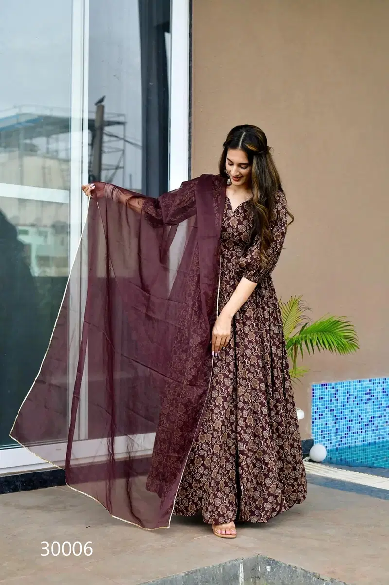Lucaya Vol 30 Air Tex Chinon With Digital Printed Flared Gown Collection
