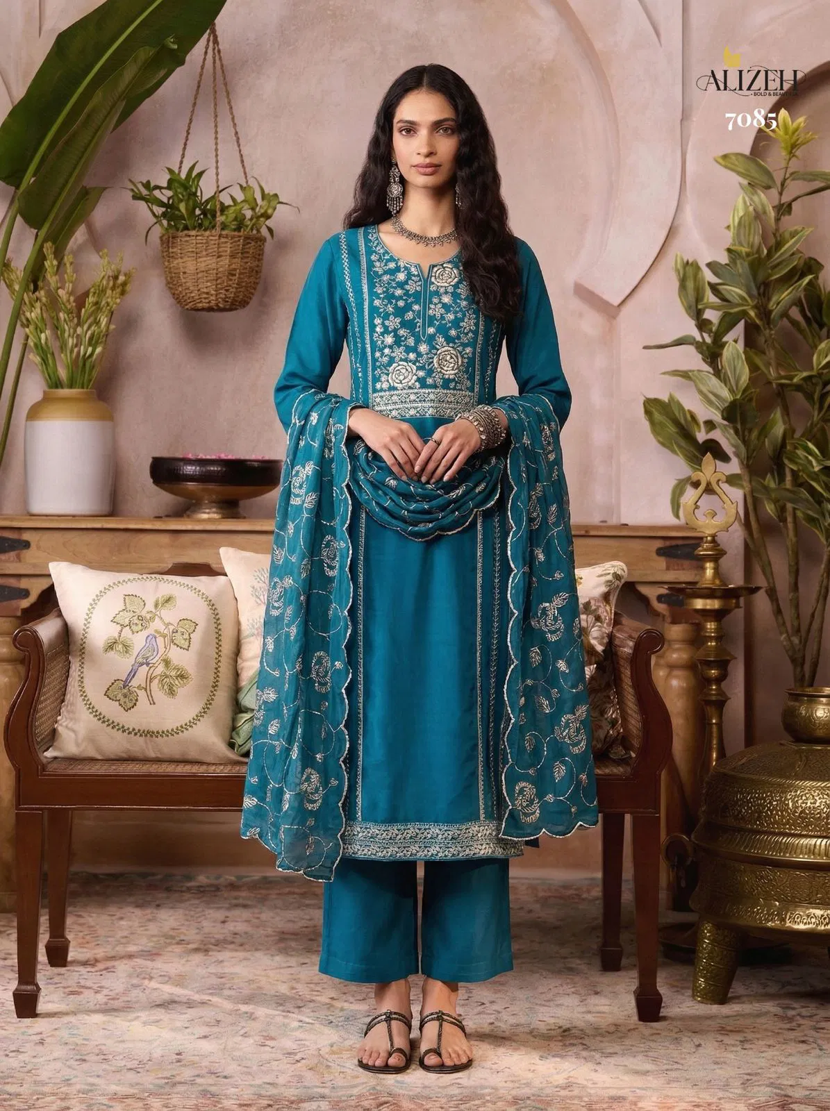 Alizeh 7085 To 7088 Organza Embroidered Salwar Kameez With Dupatta