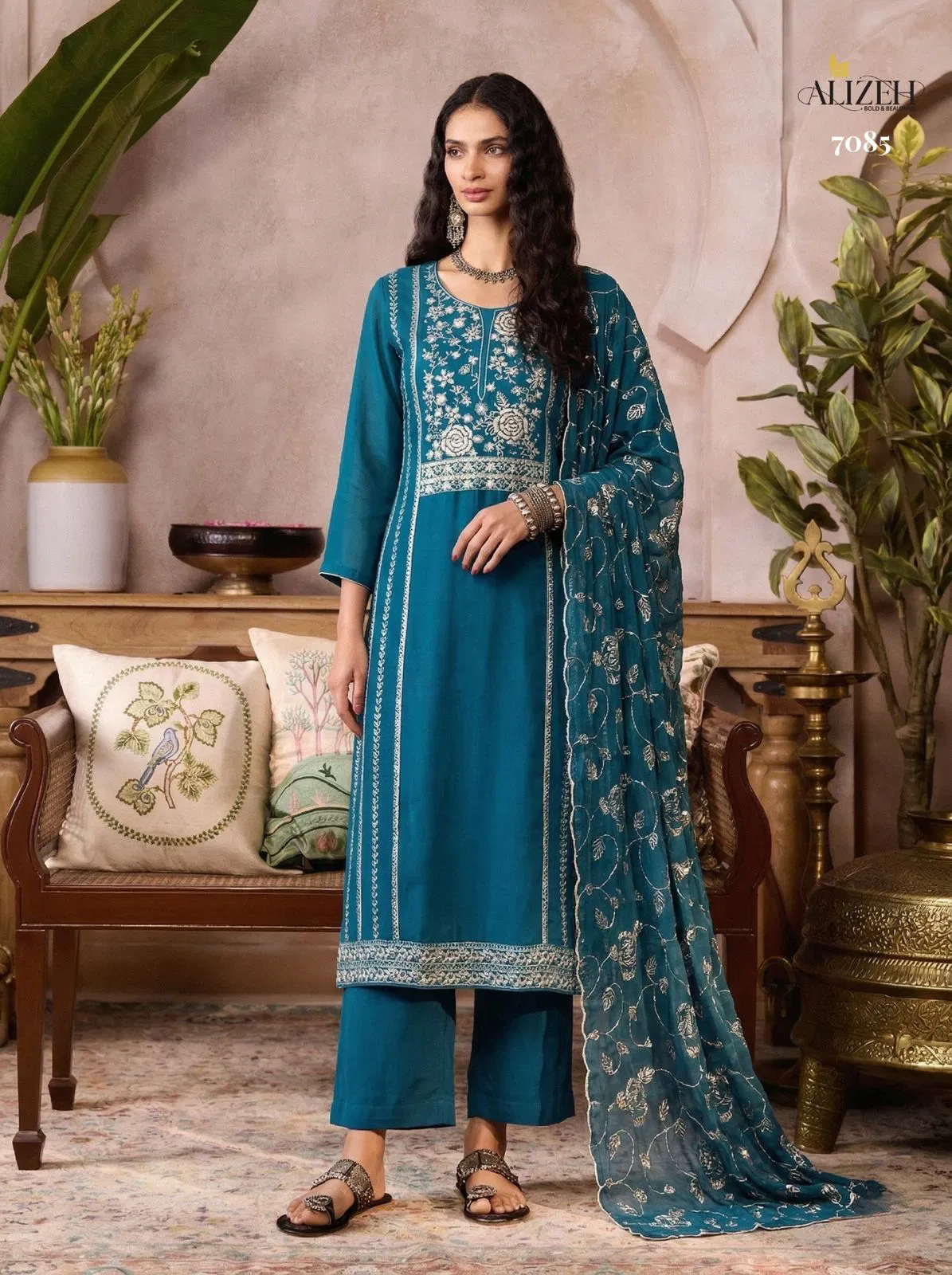 Alizeh 7085 To 7088 Organza Embroidered Salwar Kameez With Dupatta