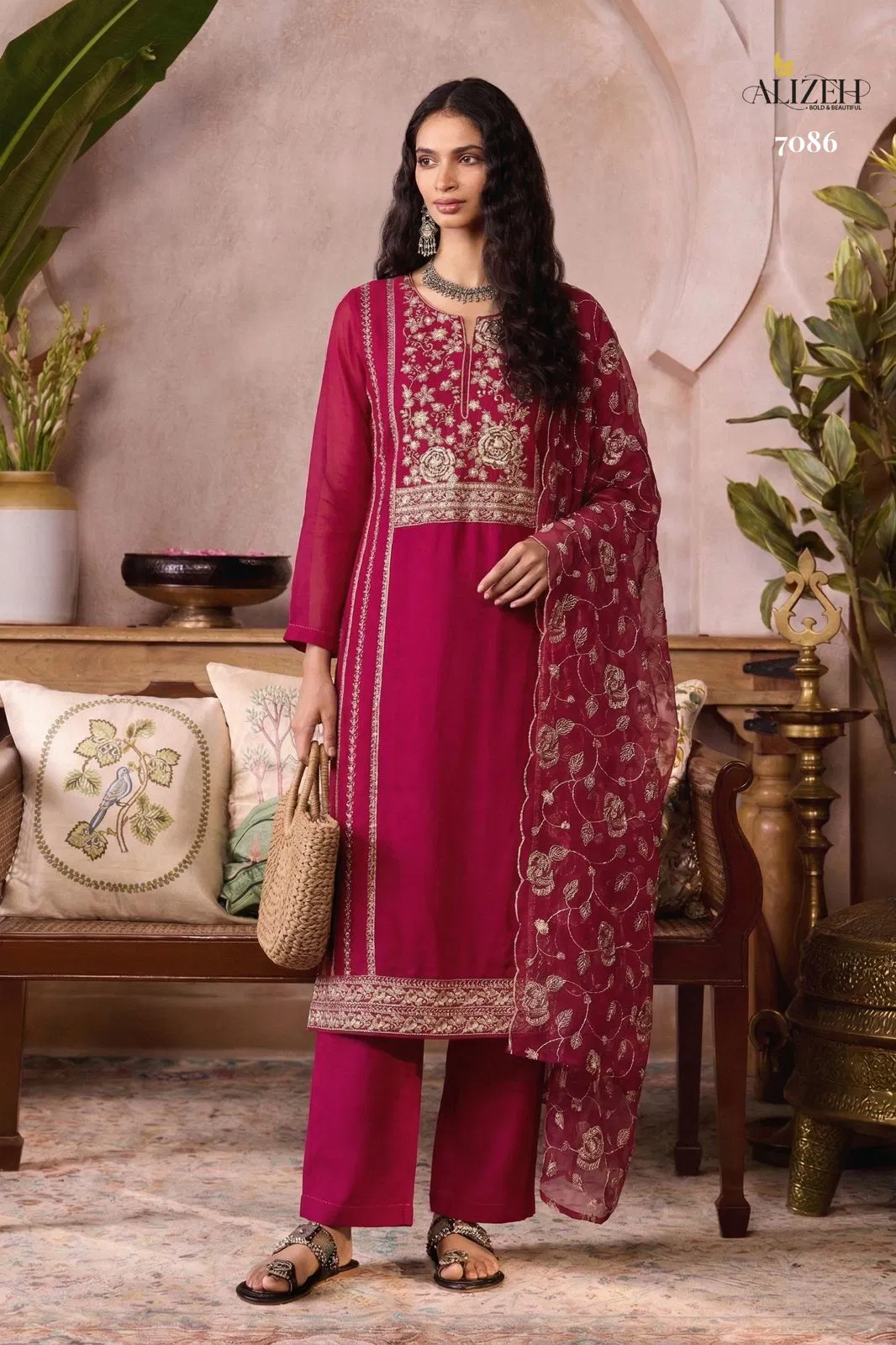 Alizeh 7085 To 7088 Organza Embroidered Salwar Kameez With Dupatta