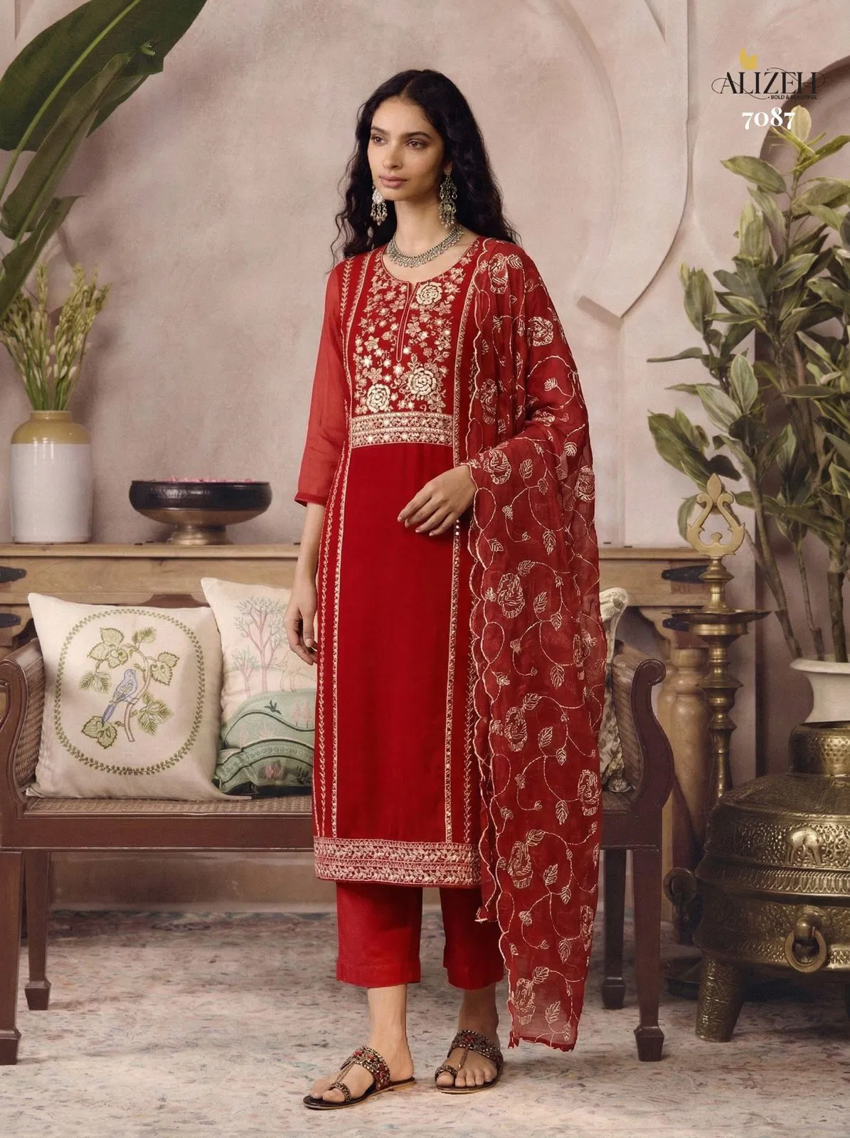 Alizeh 7085 To 7088 Organza Embroidered Salwar Kameez With Dupatta