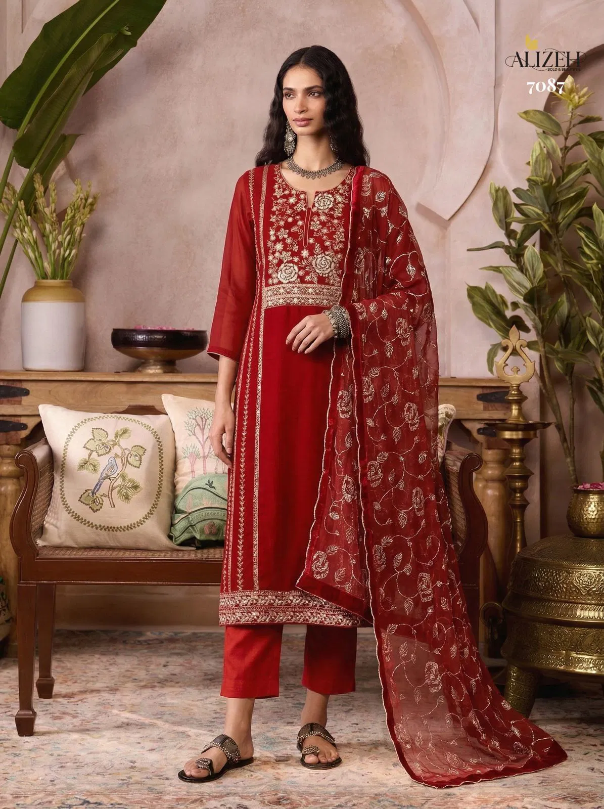 Alizeh 7085 To 7088 Organza Embroidered Salwar Kameez With Dupatta