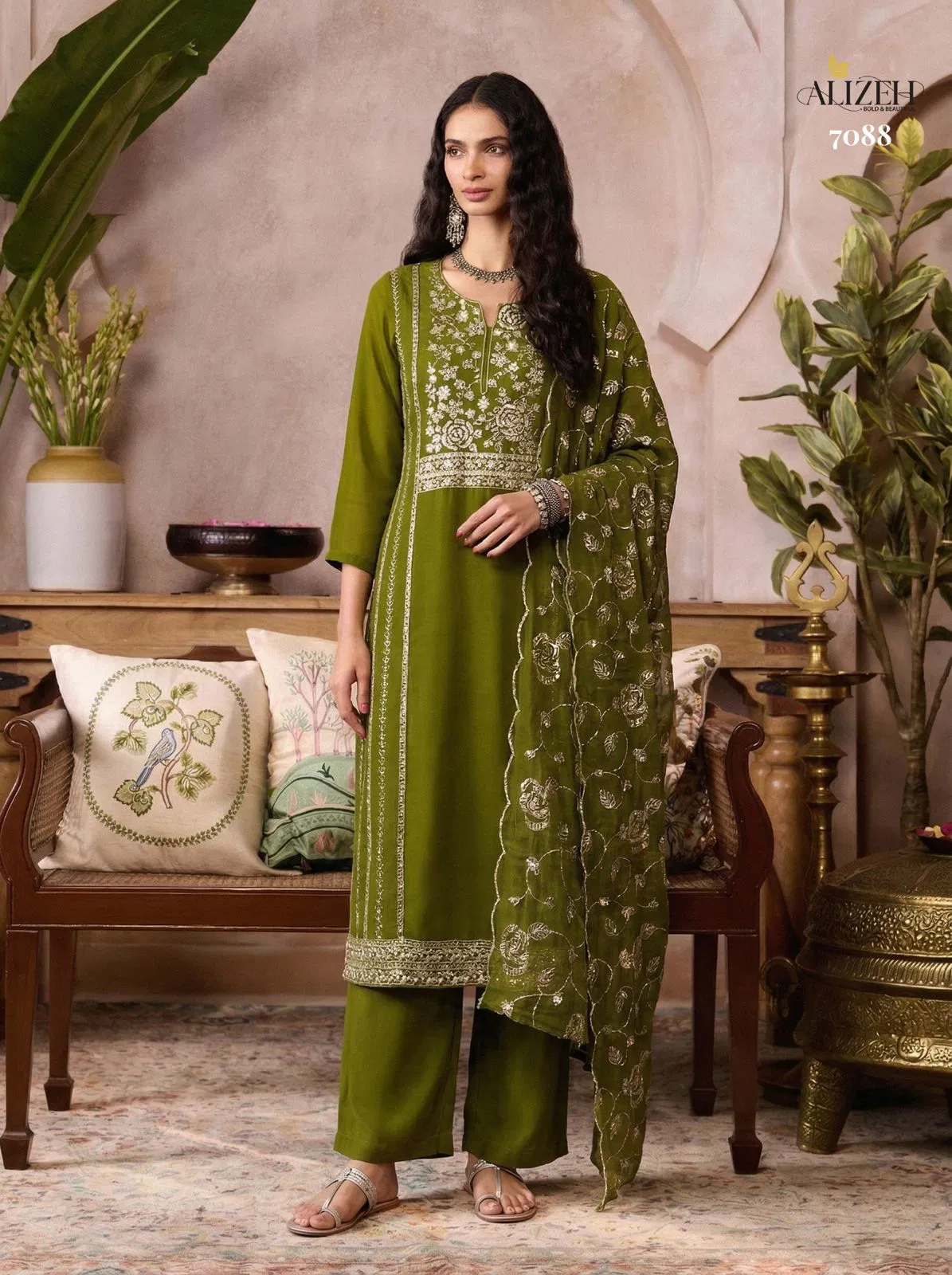Alizeh 7085 To 7088 Organza Embroidered Salwar Kameez With Dupatta
