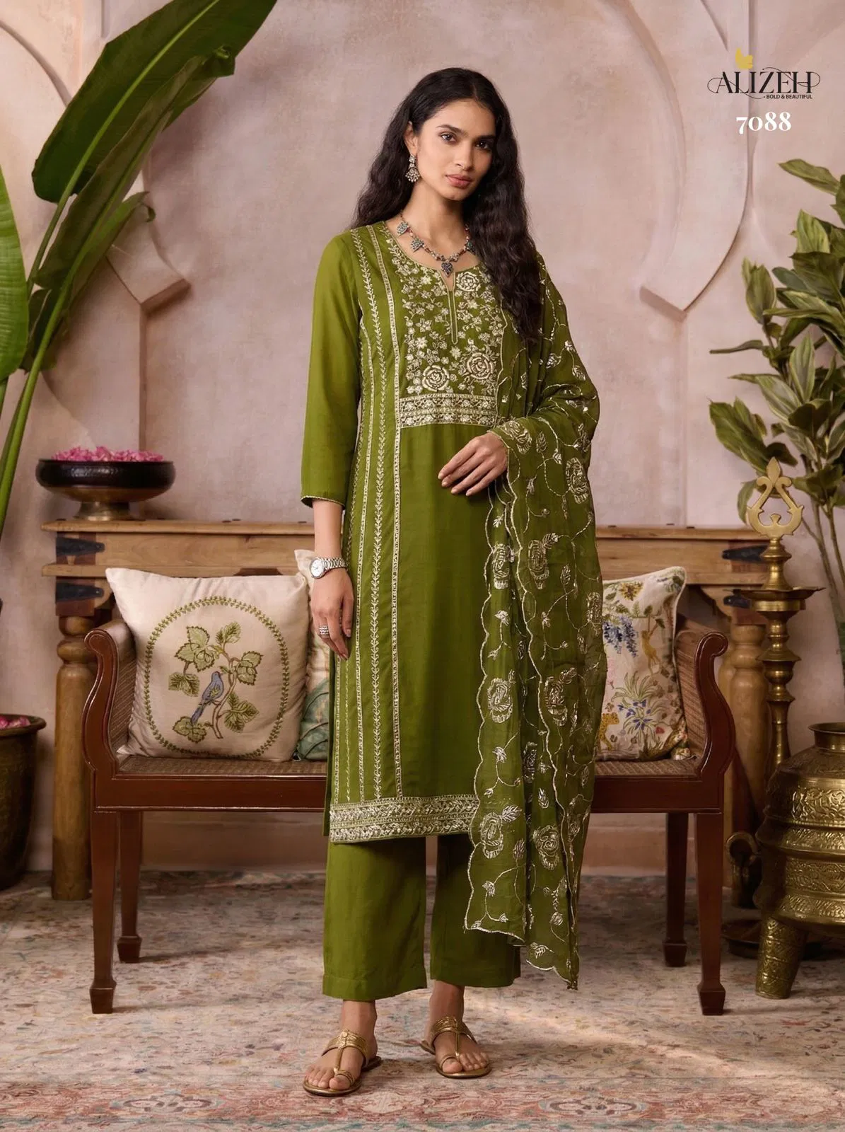 Alizeh 7085 To 7088 Organza Embroidered Salwar Kameez With Dupatta