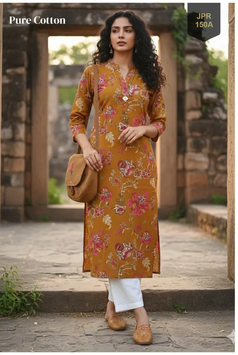 Trendy Aarvika Cotton Jaipuri Printed Kurti Collection
