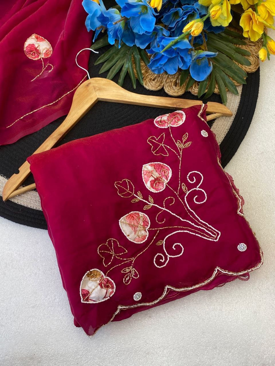 VLC Dil Pure Fendy Satin Handwork Sarees