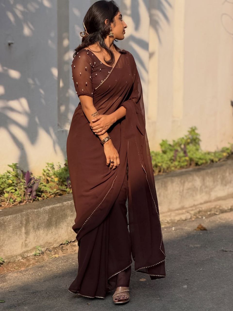 VLC Rass Heavy Georgette Silk Plain Saree