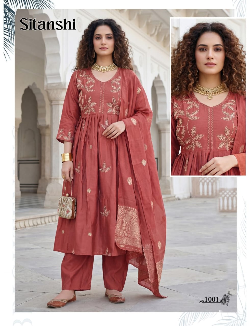 Dnp Sitanshi Roman Silk Kurti Pent With Dupatta Set