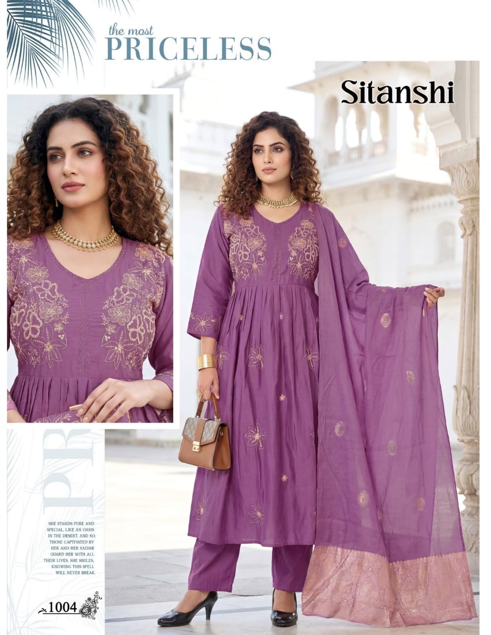 Dnp Sitanshi Roman Silk Kurti Pent With Dupatta Set