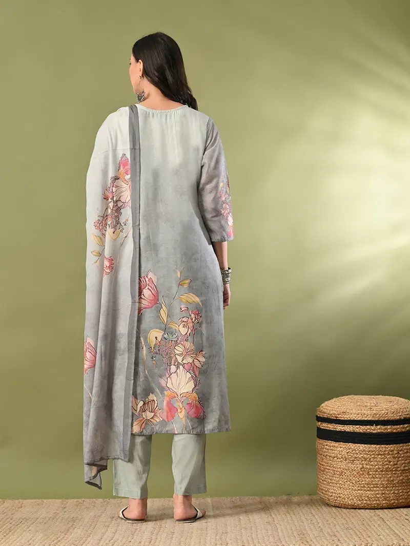 Hr R 1410 Poly Schifli Embroidery Kurti With Pant Dupatta Collection