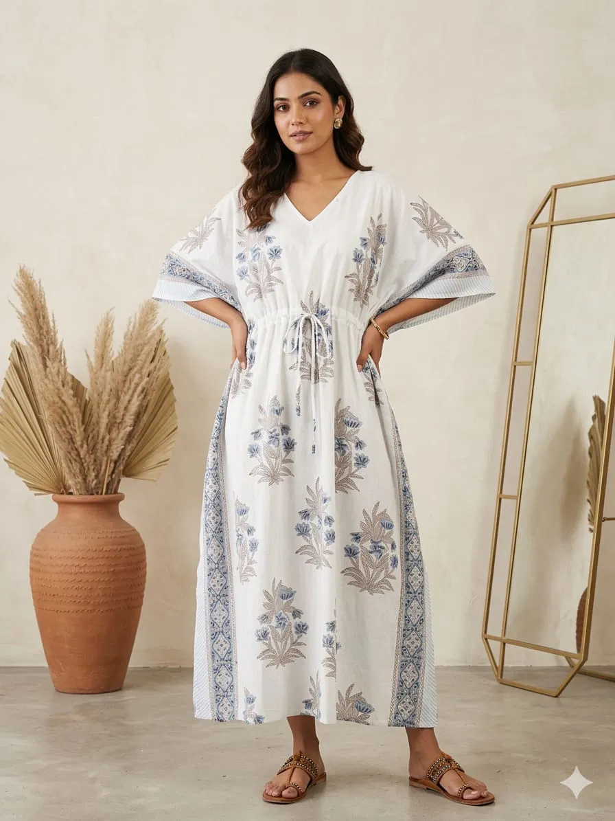 Naisha K 428 Vol 2 Cotton Slub Hand Block Print Kaftan Collection