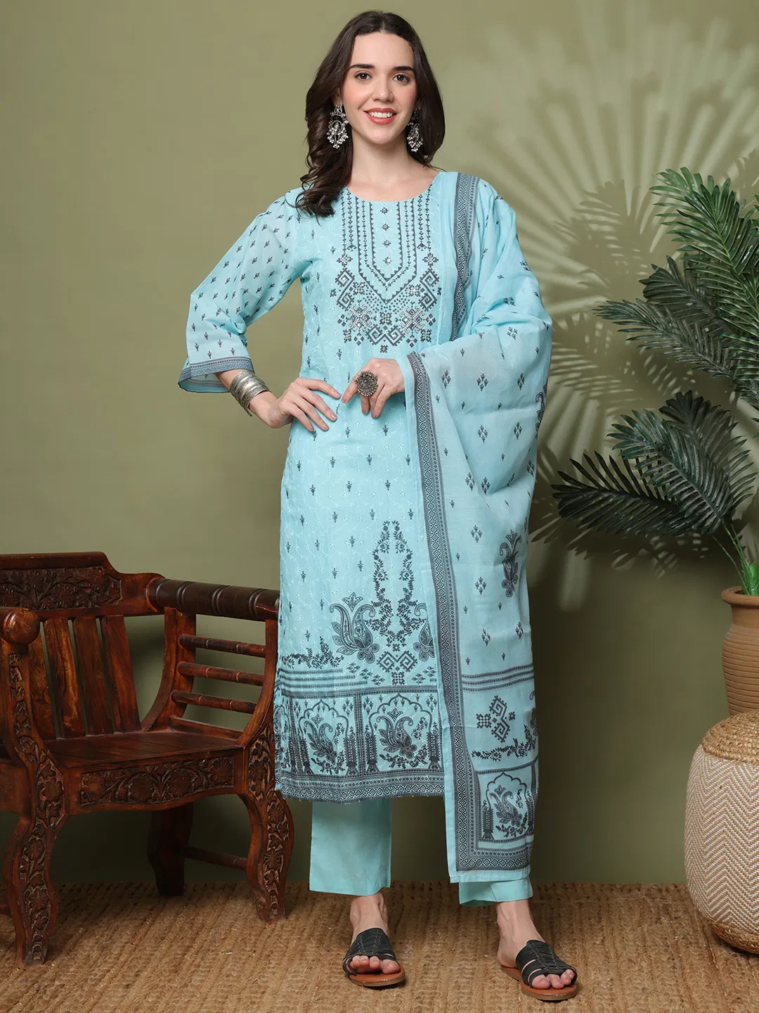 Hr R 1428 Poly Linen Kurti With Pant Dupatta Collection