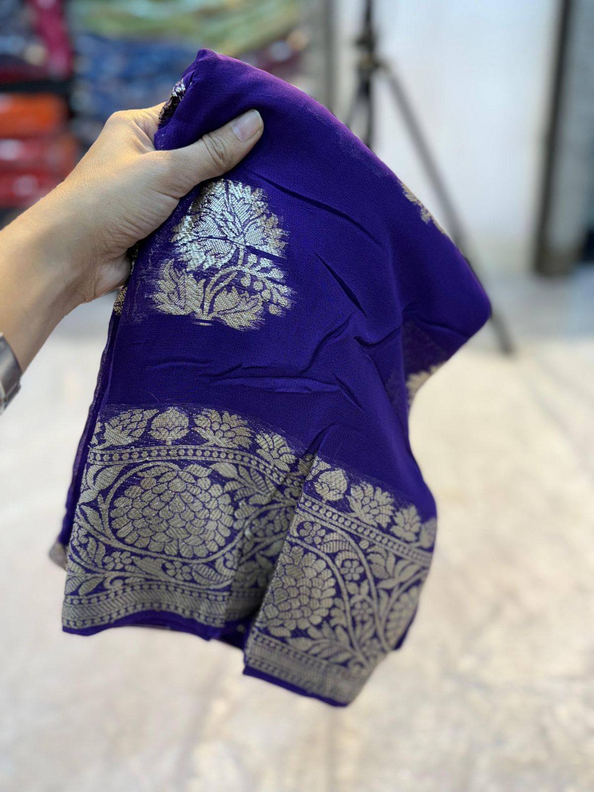 SF Golden Butti Viscose Georgette Saree With Running Blouse