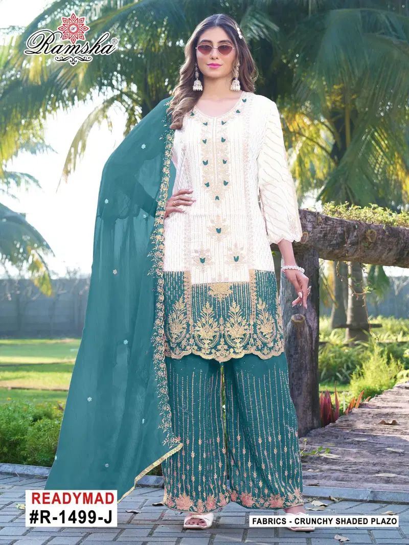 Ramsha R 1499 I To L Crunchy Shaded Embroidered Pakistani Salwar kameez