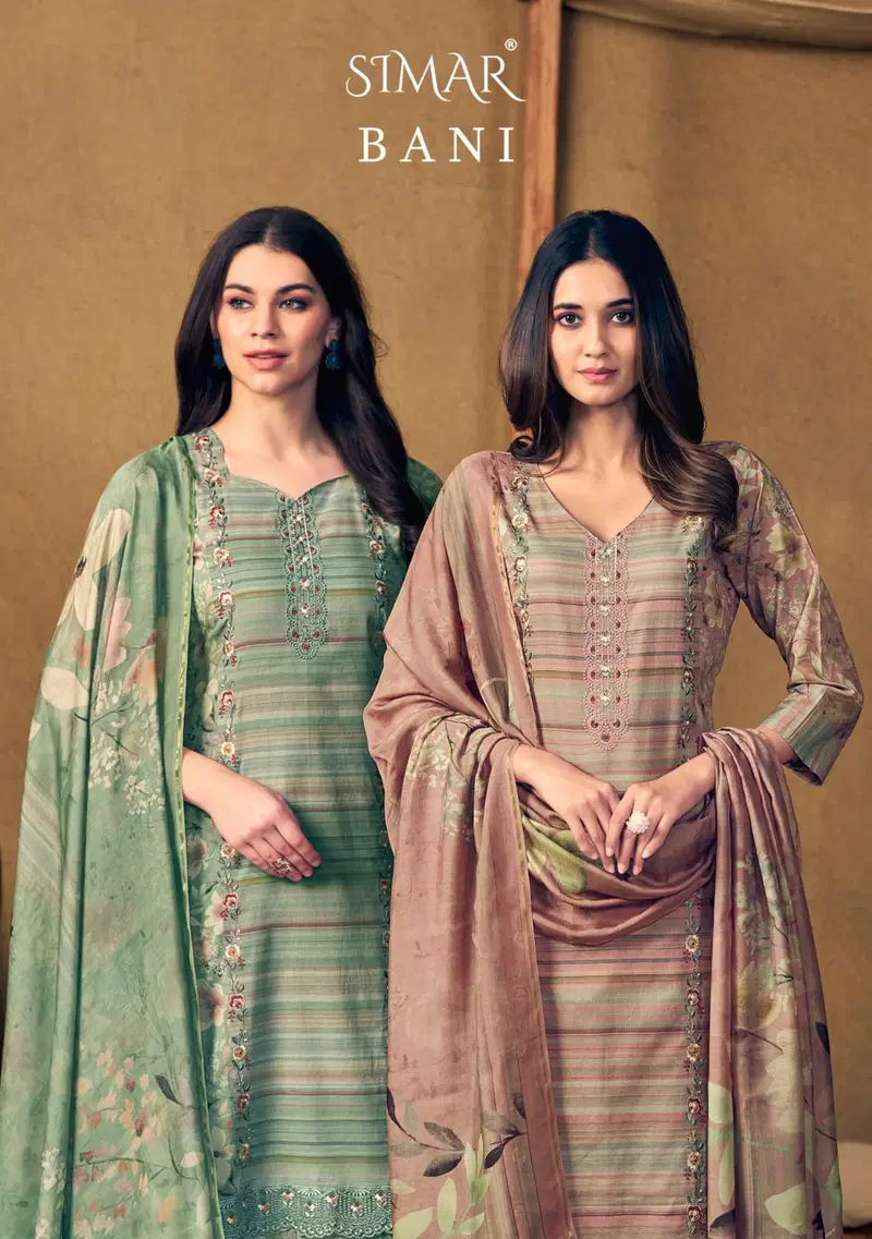 Glossy Simar Bani Star Burberry Digital Printed With Embroidered Salwar Kameez Collection