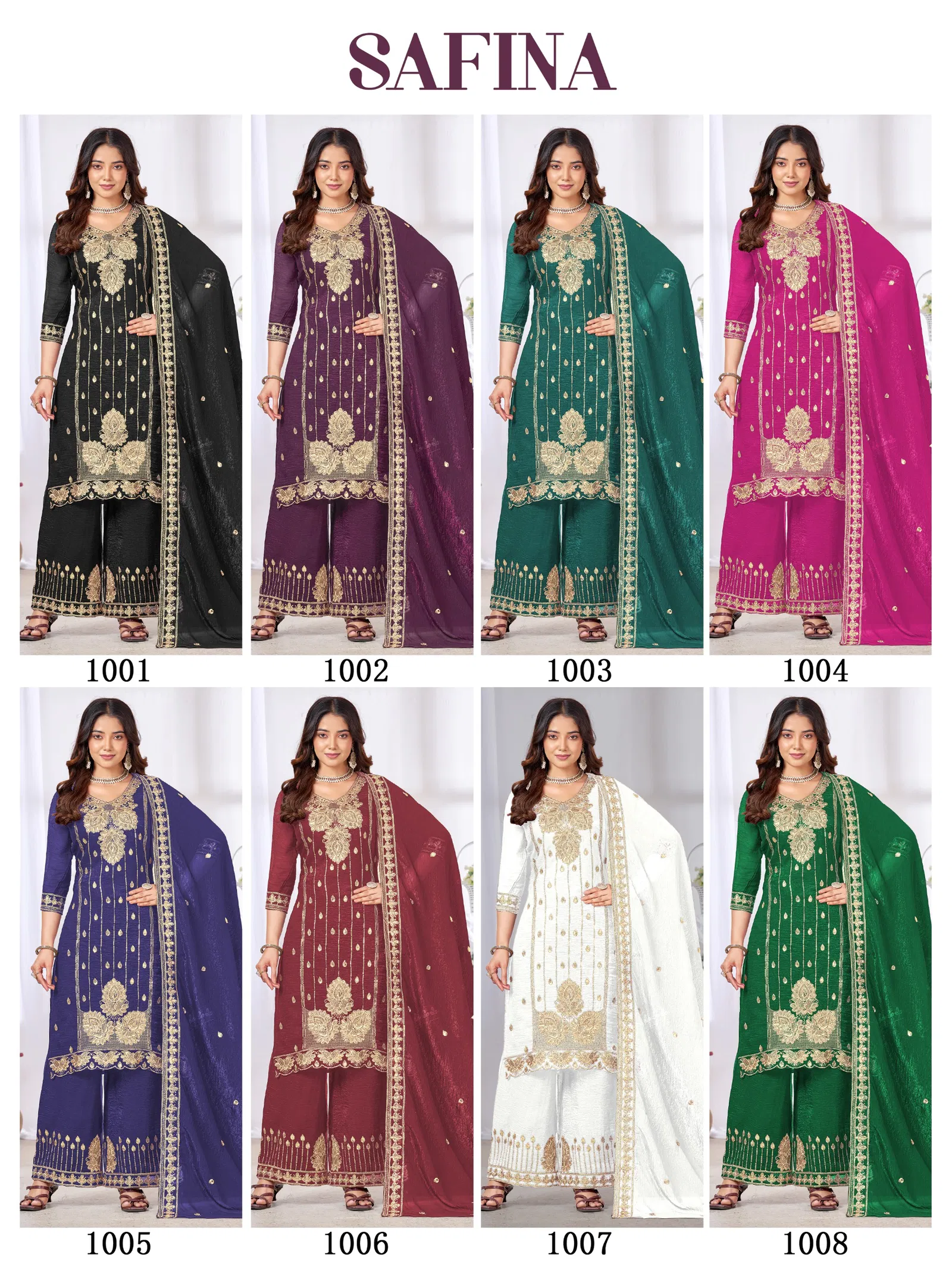 Banwery Safina Chinon With Embroidered Kurti With Bottom Dupatta