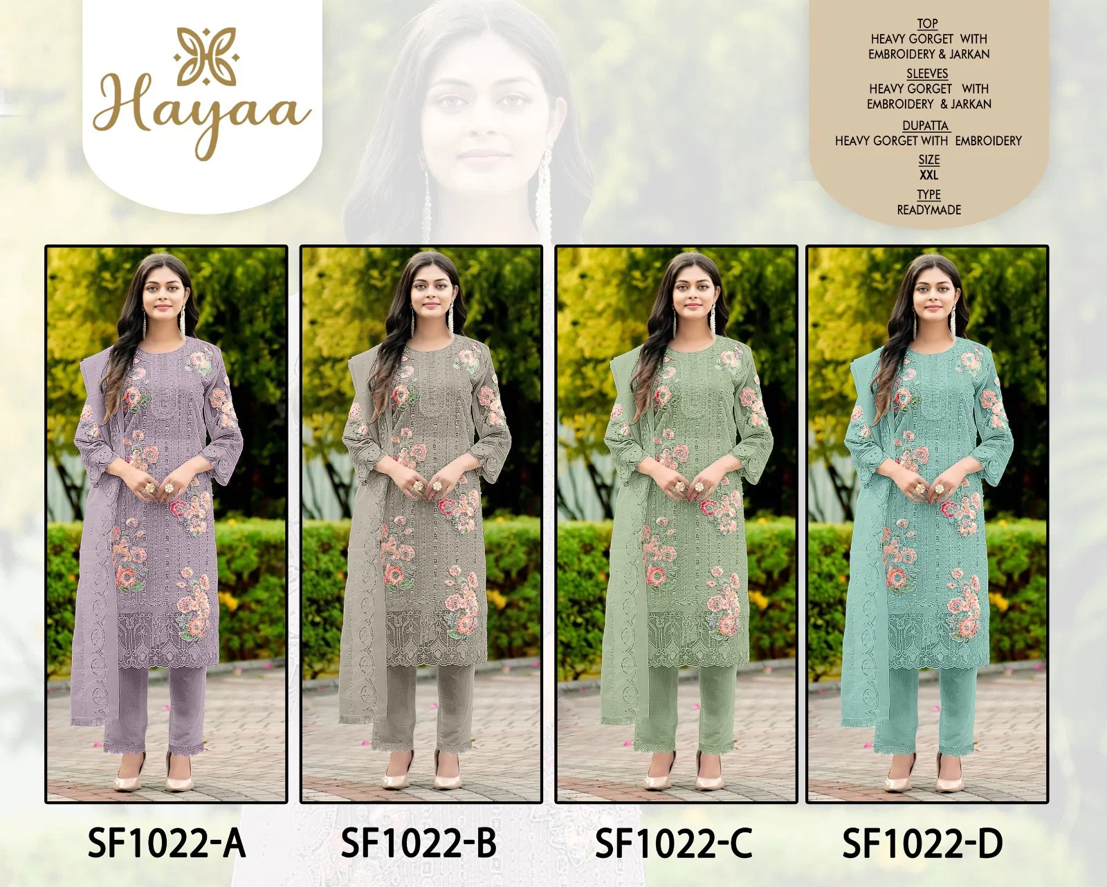 FM HYA 1055 Georgette Readymade Kurti With Pent Dupatta