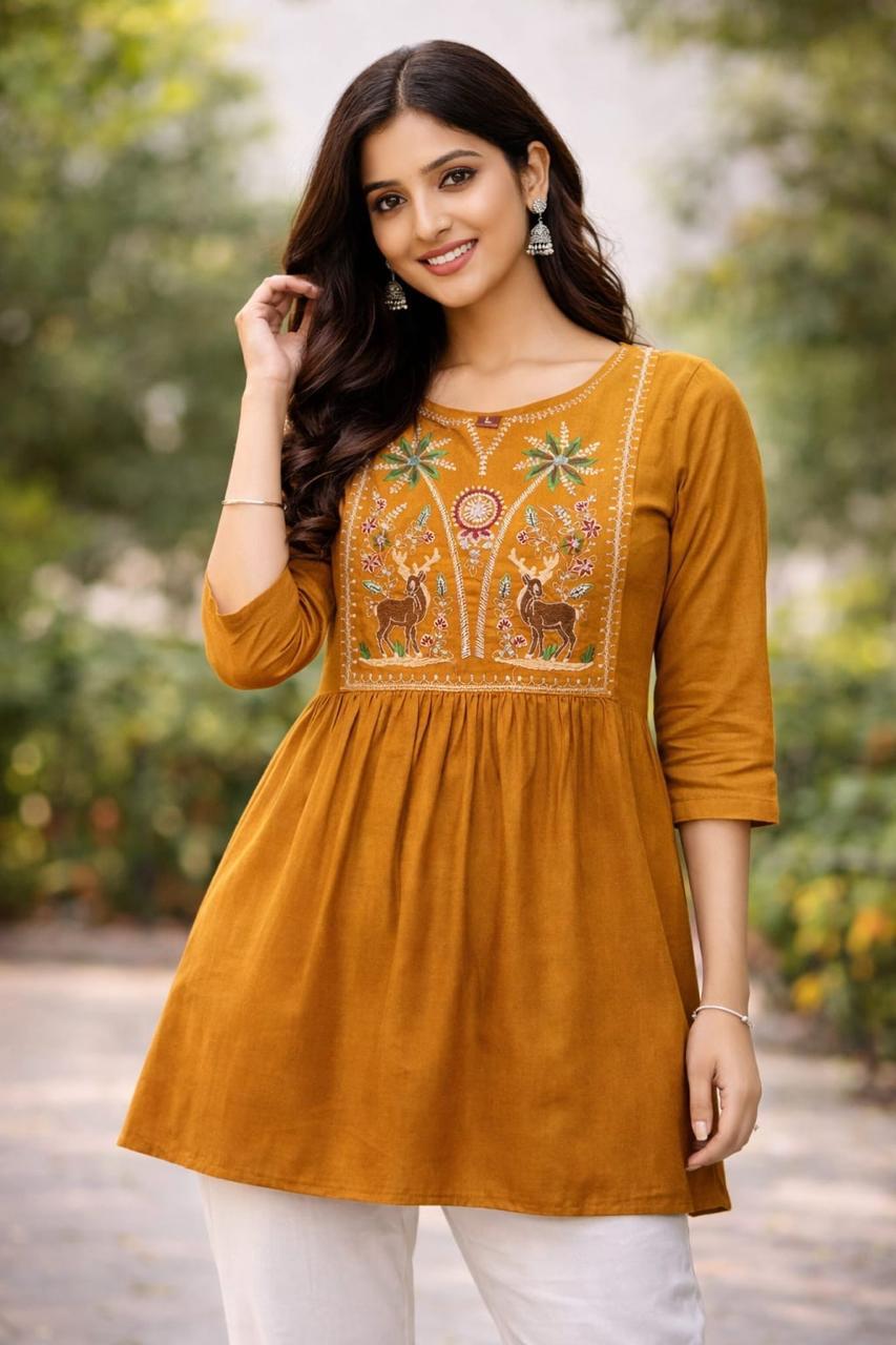 Lekha Sal 10 Heavy Rayon Embroidery Work Top