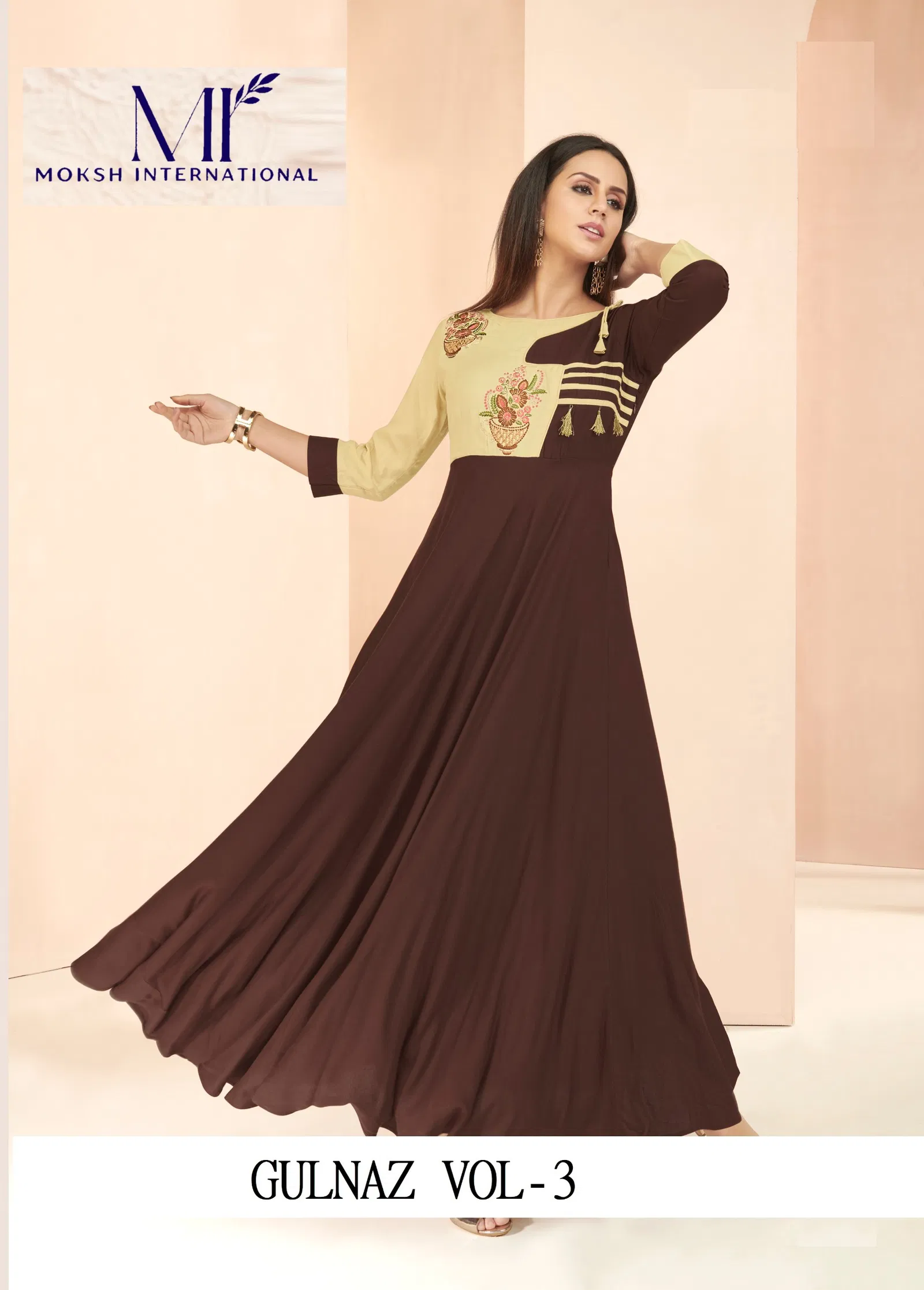 Moksh Guknaz Vol 3 Rayon Embroidered Long Kurti Collection