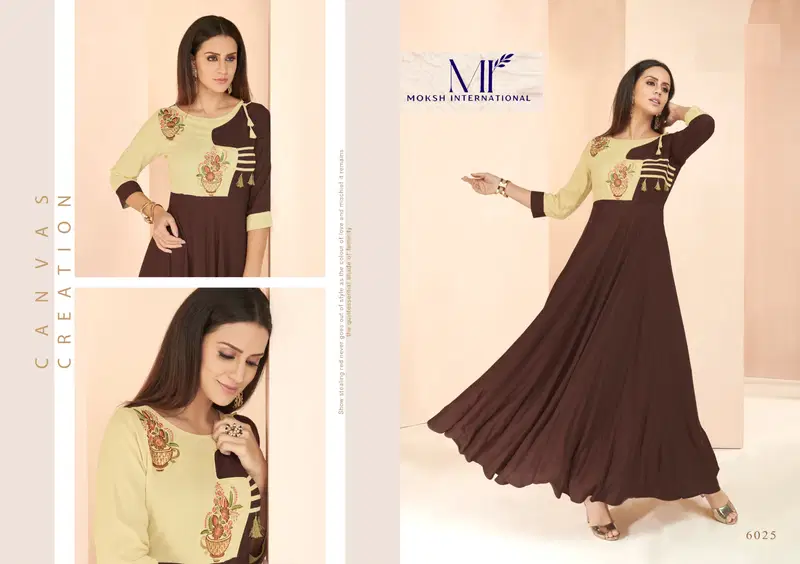 Moksh Guknaz Vol 3 Rayon Embroidered Long Kurti Collection