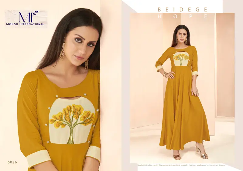 Moksh Guknaz Vol 3 Rayon Embroidered Long Kurti Collection