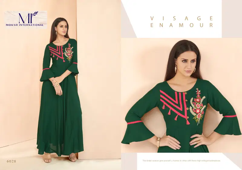 Moksh Guknaz Vol 3 Rayon Embroidered Long Kurti Collection