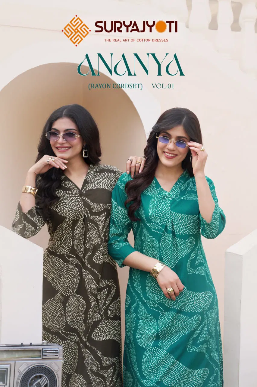 Suryajyoti Ananya Vol 1 Rayon Printed Kali With A Line Cord Set Collection