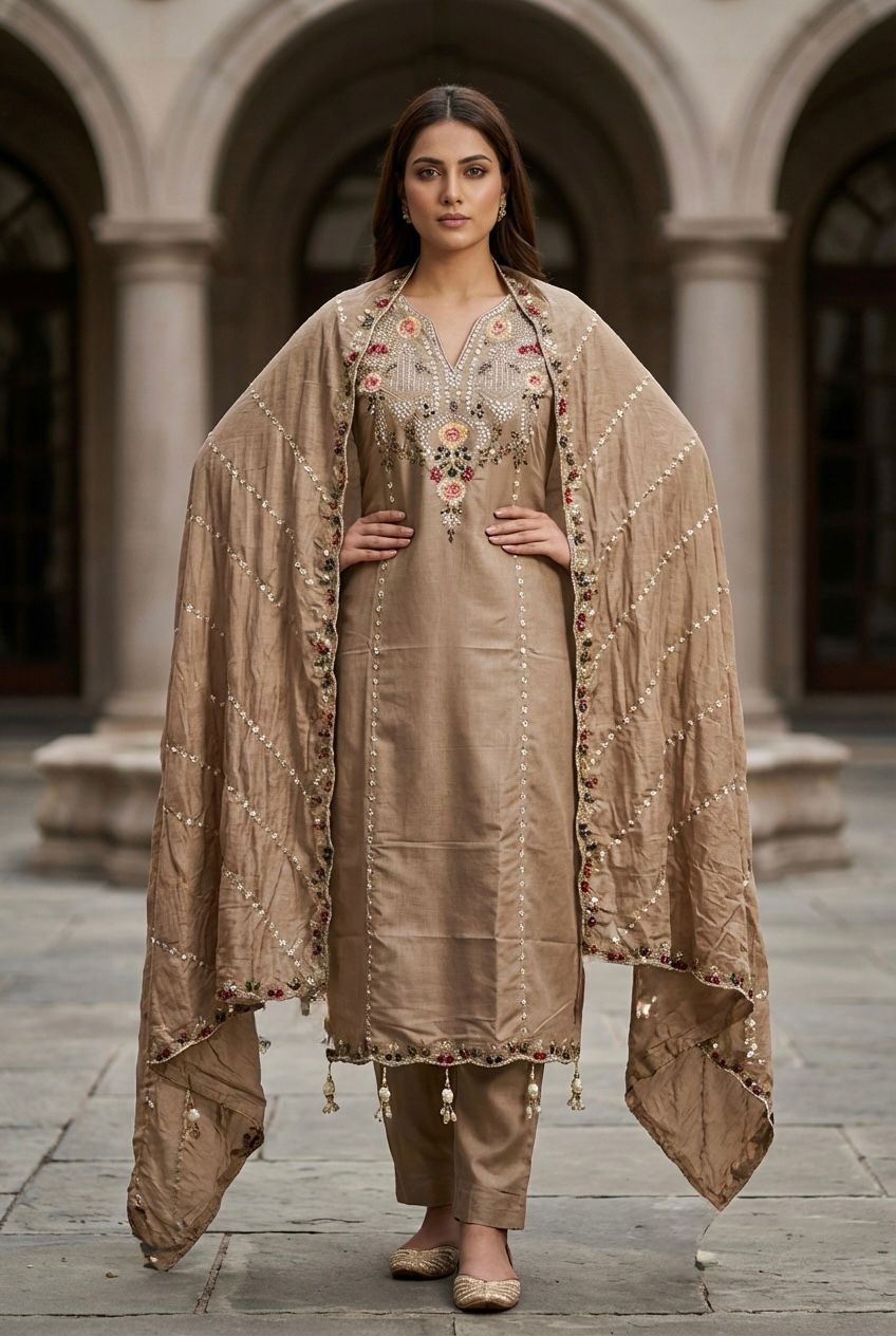 Lekha KL 4108 PV Chanderi Kurti Bottom With Dupatta