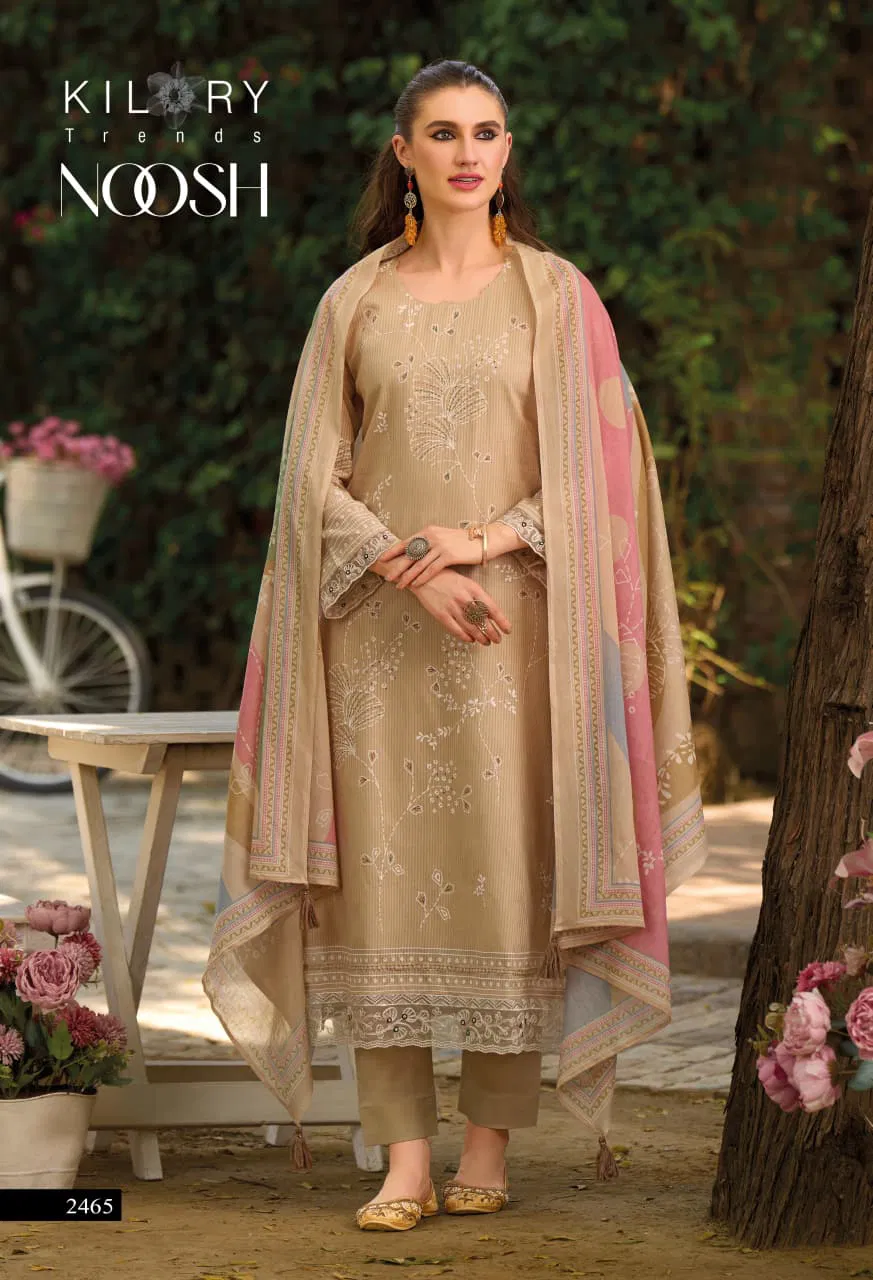 KIlory Noosh Lawn Cotton Khadi Print Self Weaving Worked Salwar Kameez