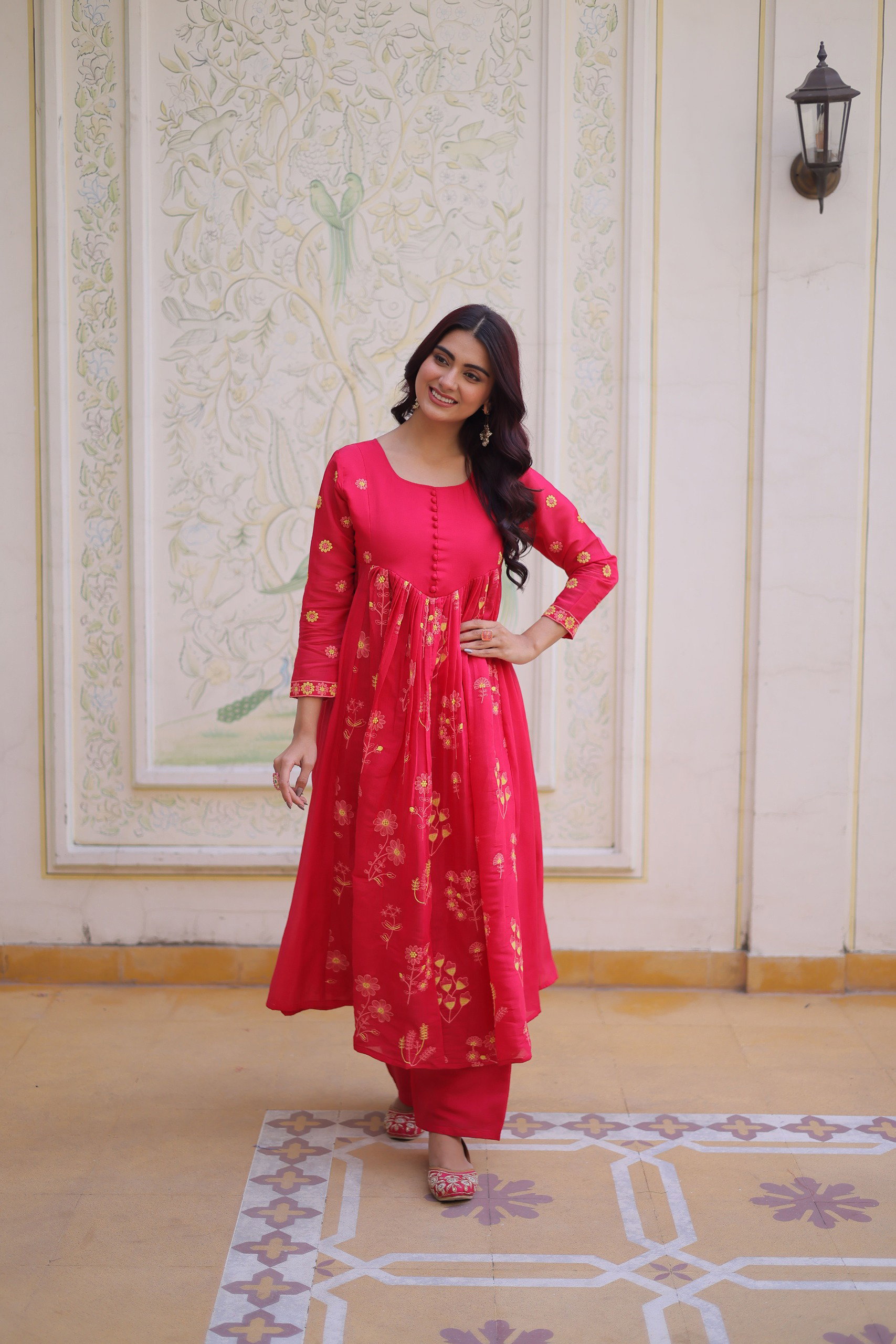 Lekha KA 1238 Mal Chanderi Embroidery Kurti With Pant