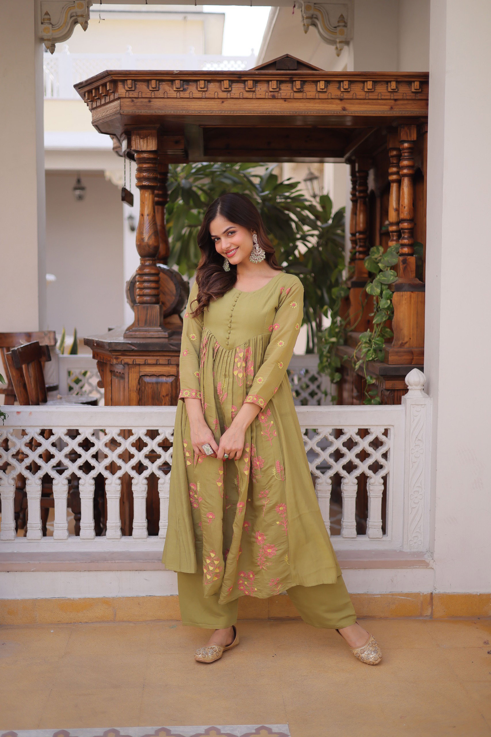 Lekha KA 1238 Mal Chanderi Embroidery Kurti With Pant