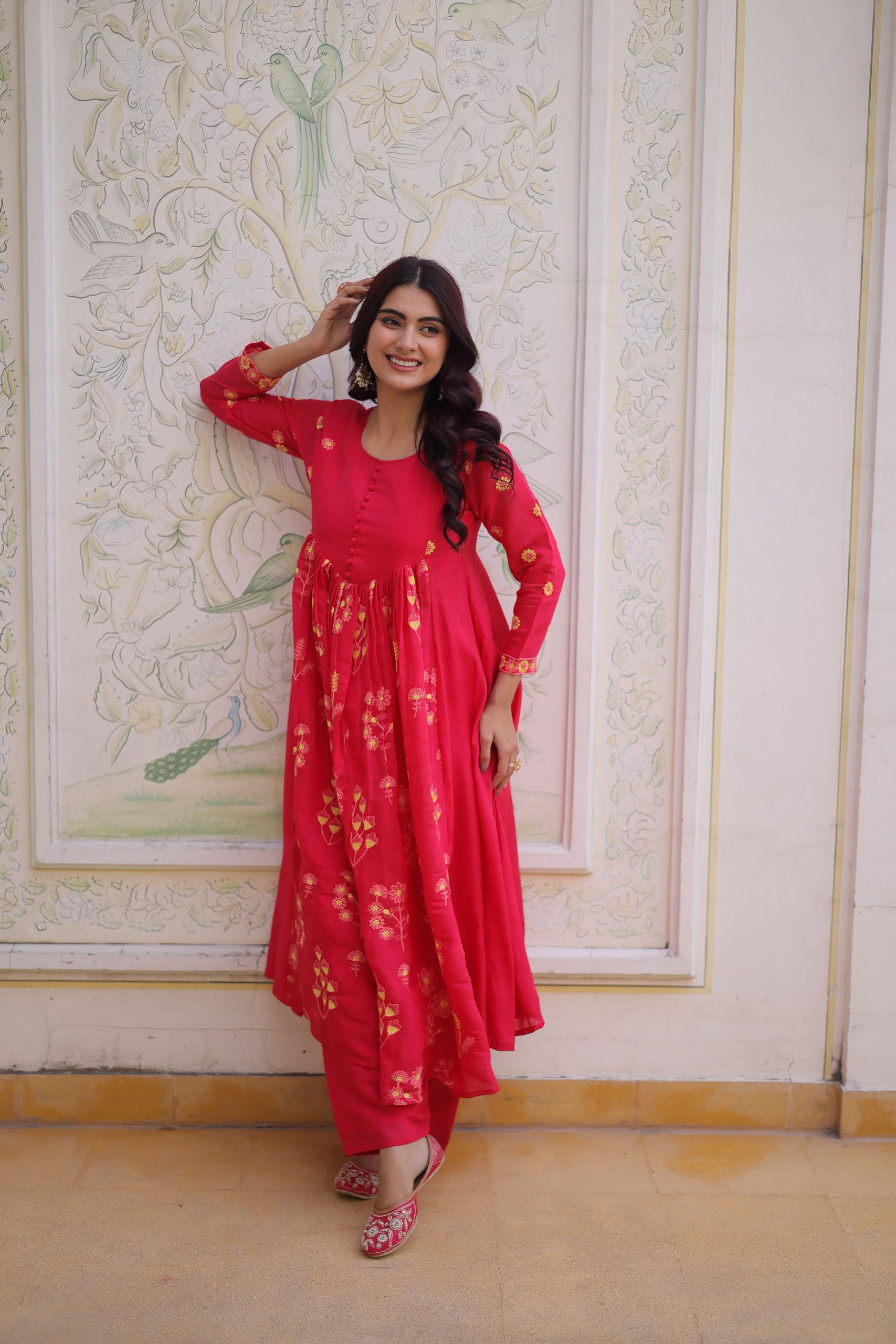 Lekha KA 1238 Mal Chanderi Embroidery Kurti With Pant