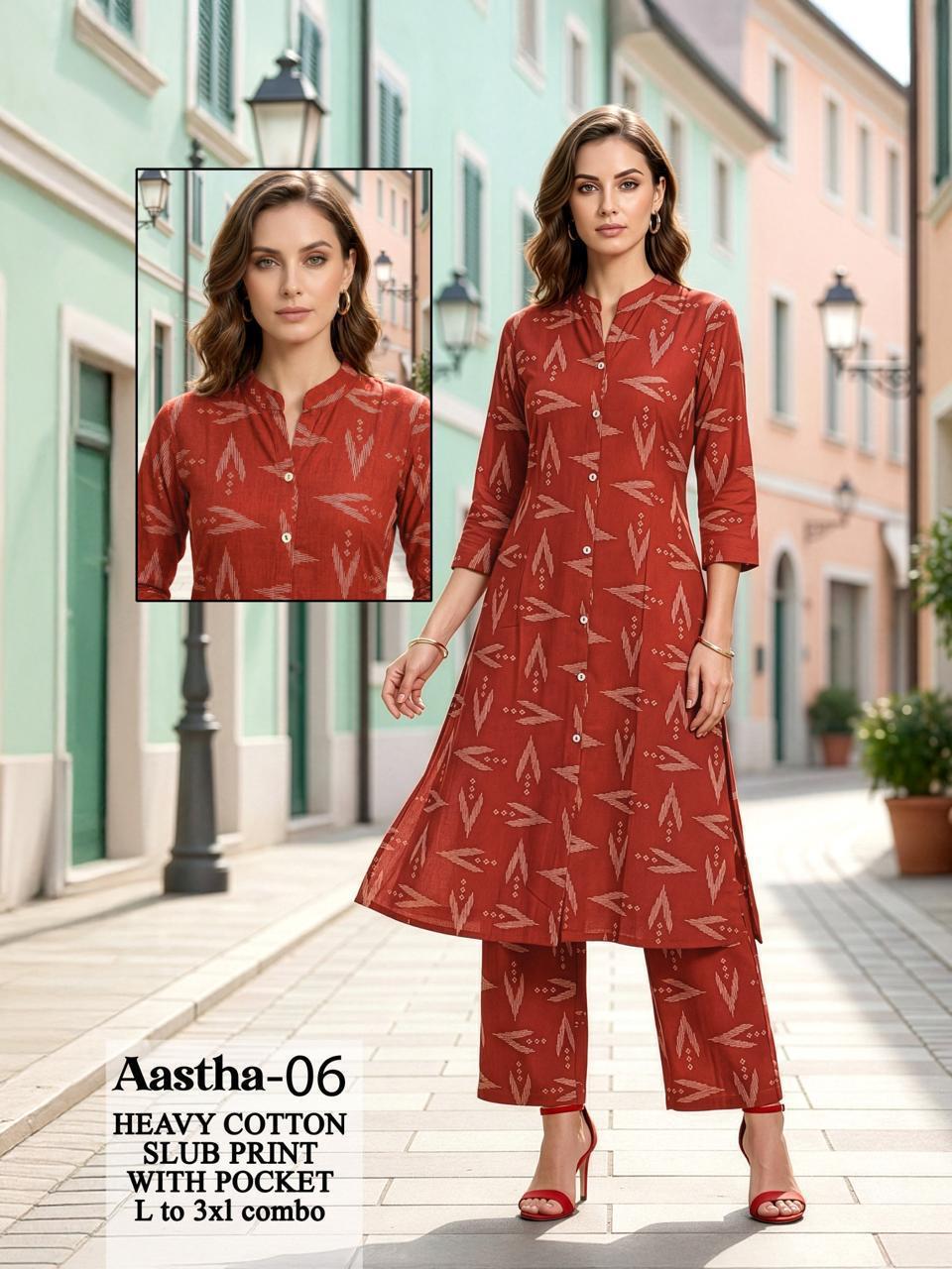 Dnp Aastha 07 And 08 Slub Cotton Kurti With Bottom